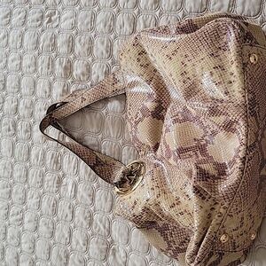 Michael Kors Beige and Brown Snake Print Handbag